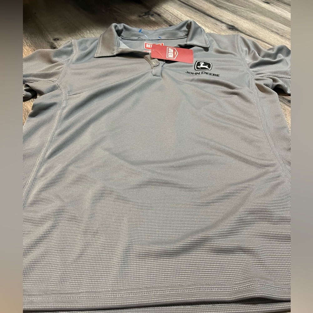 NWT John Deere gray embroidered polo shirt !